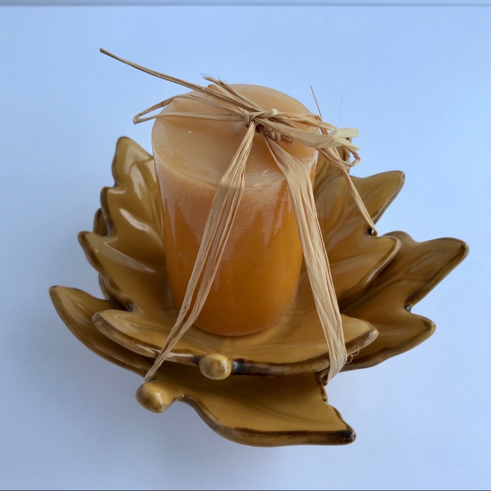 Autumn candle & leaf candle holder foliage